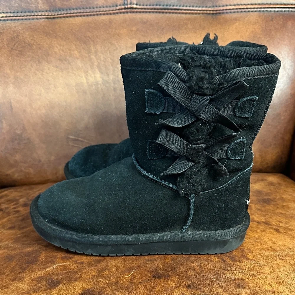Koolaburra by Ugg Black Suede Boots with Bow Accent